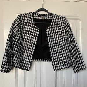 Karl Lagerfeld Houndstooth Cropped Bolero